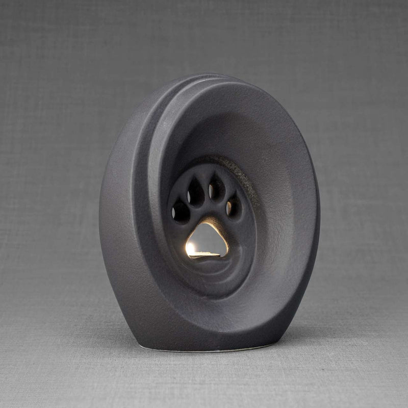 Paw Print Pet Urn for Ashes in Charcoal Grey