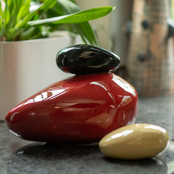 Pebbles Ashes Keepsake Urn Range Red on Side