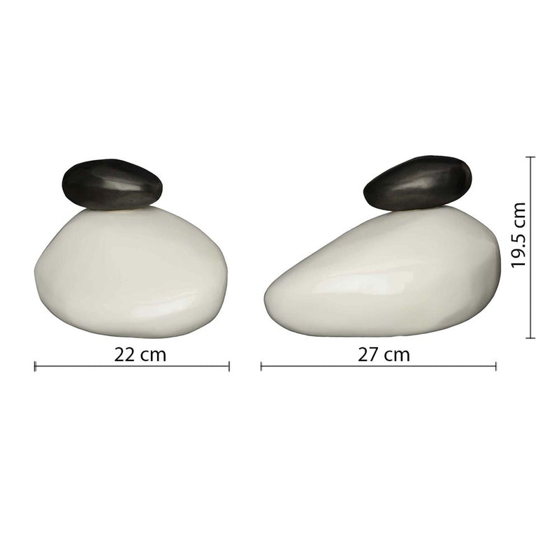 Pebbles Cremation Urn for Ashes in White and Matte Black Dimensions