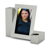 Photo Candle Cremation Urn for Ashes in Stainless Steel Front View