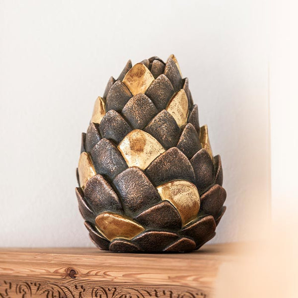 Pine Cone Cremation Urn for Ashes Painted Gold on Side