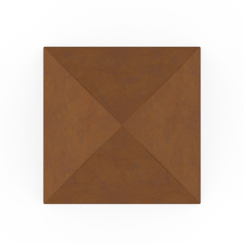 Pyramid Ashes Keepsake Urn in Corten Steel Top View