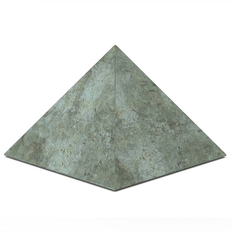 Pyramid Ashes Keepsake Urn in Green Bronze Front View