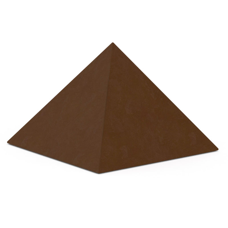 Pyramid Ashes Keepsake Urn in Waxed Steel Front View