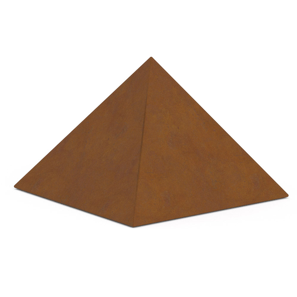 Pyramid Cremation Urn for Ashes Adult in Corten Steel Front View