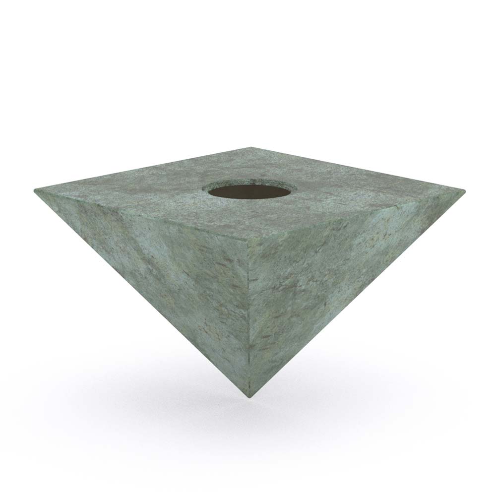 Pyramid Cremation Urn for Ashes Adult in Green Bronze Bottom View