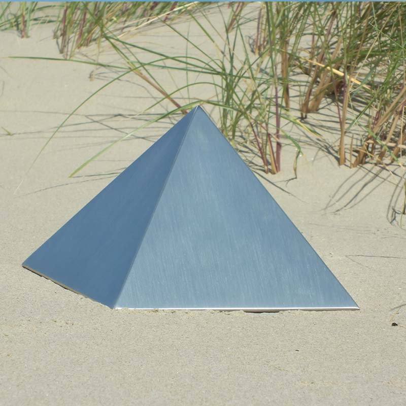 Pyramid Cremation Urn for Ashes Child in Stainless Steel Outside