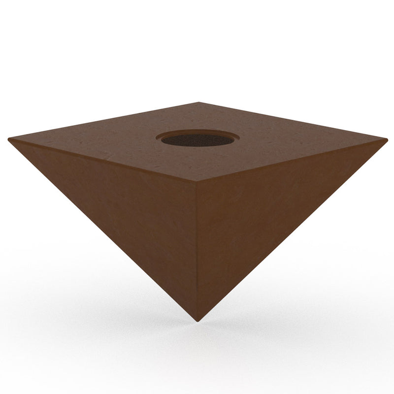 Pyramid Cremation Urn for Ashes Child in Waxed Steel Bottom View