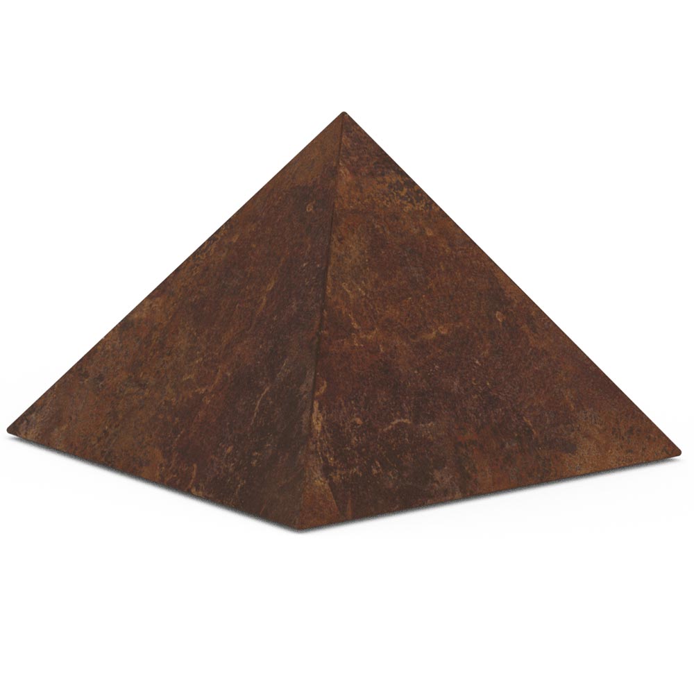 Pyramid Cremation Urn for Ashes Pet in Brown Bronze Front View