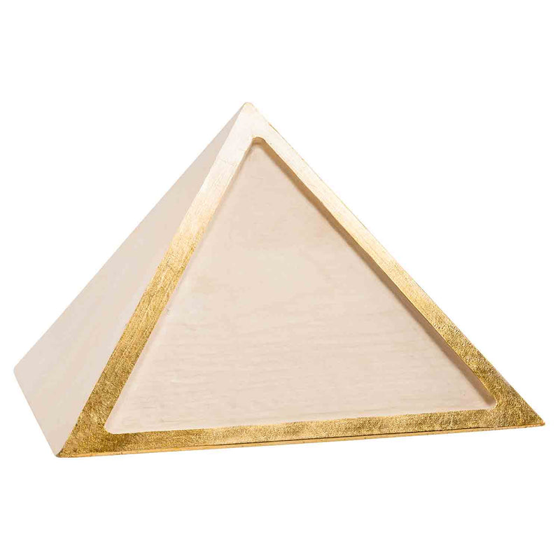 Pyramid Cremation Urn for Ashes in Maple Wood with Gold