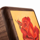 Red Rose Cremation Urn for Ashes in Walnut To Angle