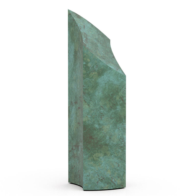 Rise Cremation Urn for Ashes Companion in Green Bronze Front View