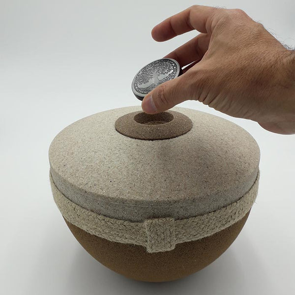 Romana Biodegradable Urn for Ashes with Hand