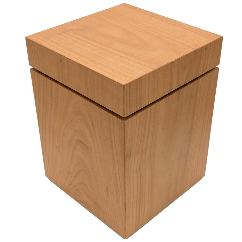 Root Cremation Urn for Ashes in Cherry Wood Top View