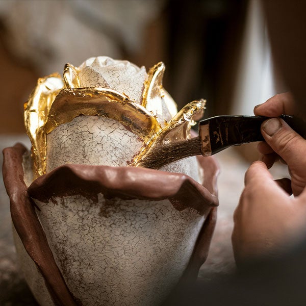 Rose Being Made with Real Gold Leaf