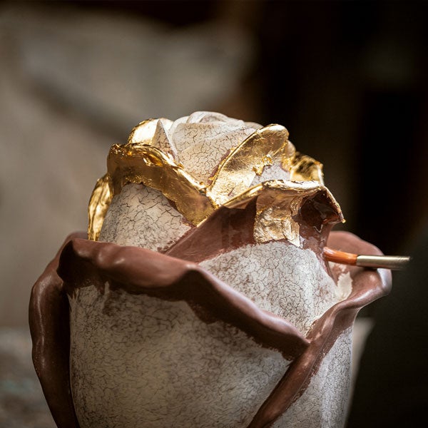 Rose with Real Gold Leaf