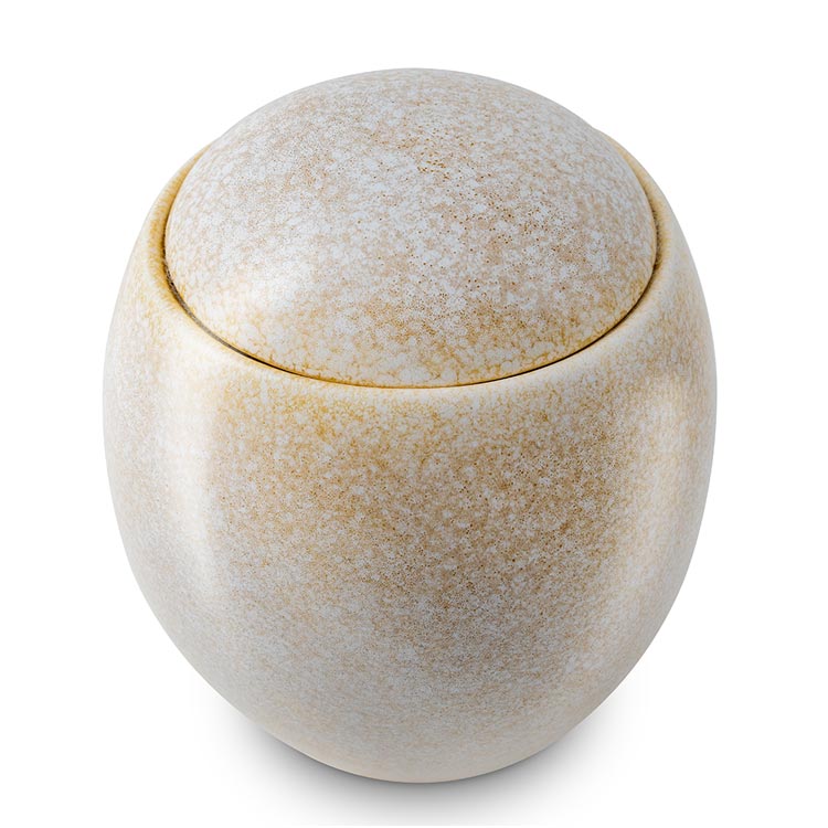 Sandy White Modern Cremation Urn for Ashes Top View
