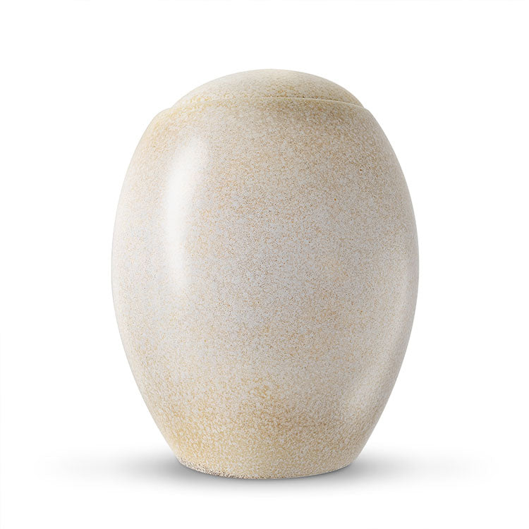 Sandy White Modern Cremation Urn for Ashes