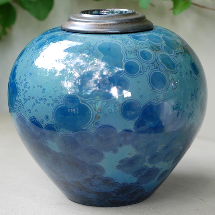 Sapphire Cremation Urn for Ashes Rear View