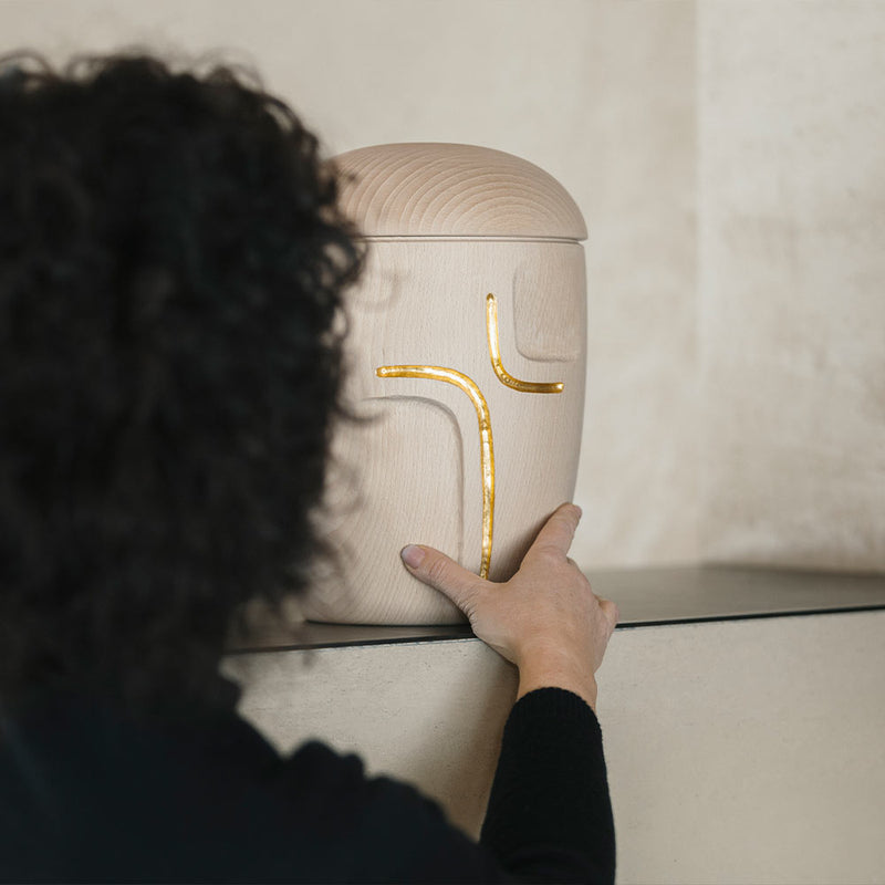 Serenity Cremation Urn for Ashes Large Adult Being Placed