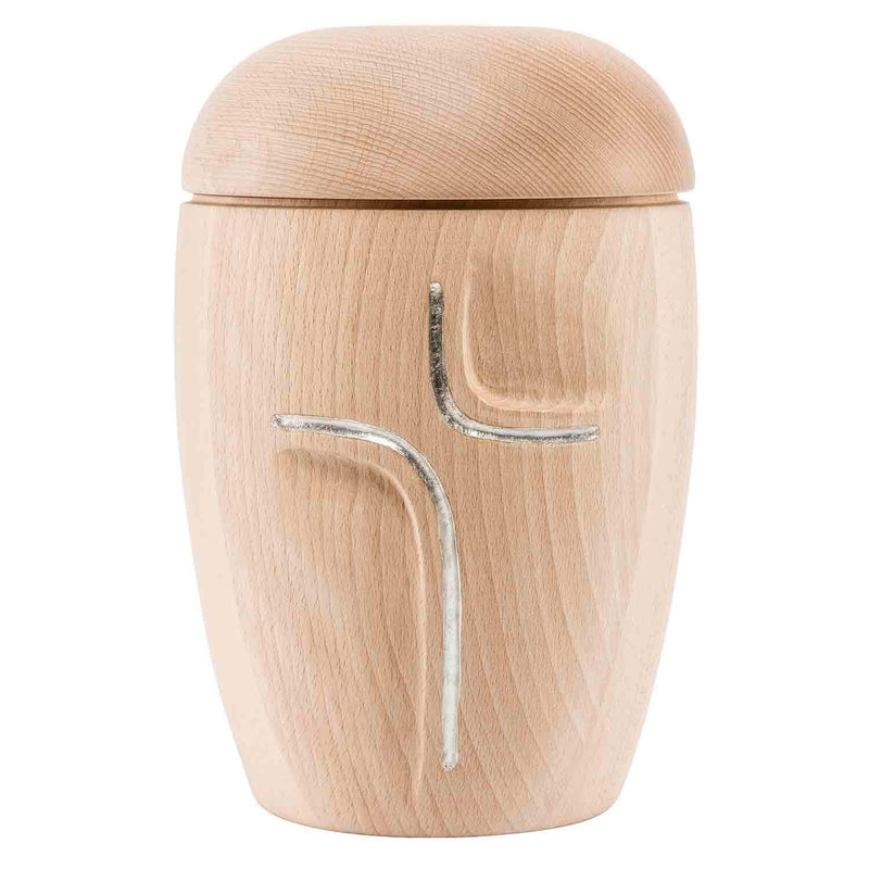 Serenity Cremation Urn for Ashes Large Adult in Beech Wood with Silver