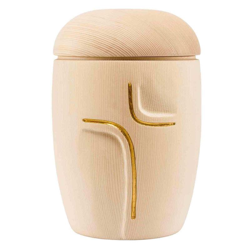 Serenity Cremation Urn for Ashes Large Adult in Spruce Wood in Gold