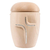 Second Image of Serenity Cremation Urn for Ashes in Beech Wood with Silver Second Image