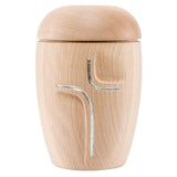 Serenity Cremation Urn for Ashes in Beech Wood with Silver