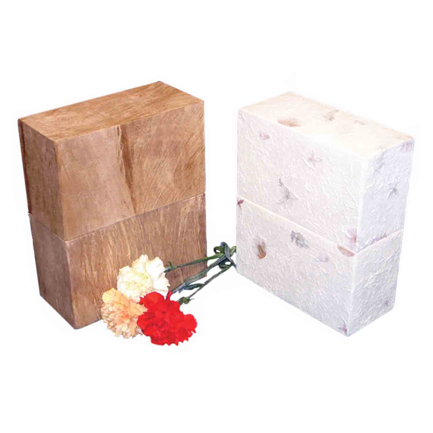 Simplicity EarthUrn Biodegradable Urn for Ashes in Wood Grain and Floral White