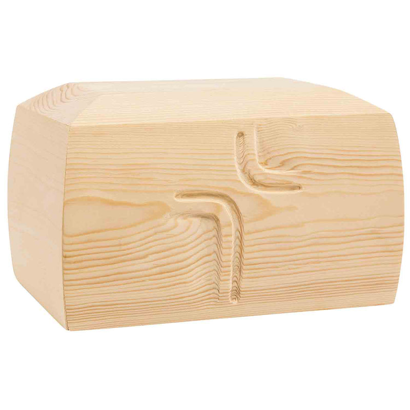 Simply Cross Cremation Urn for Ashes in Spurce Wood