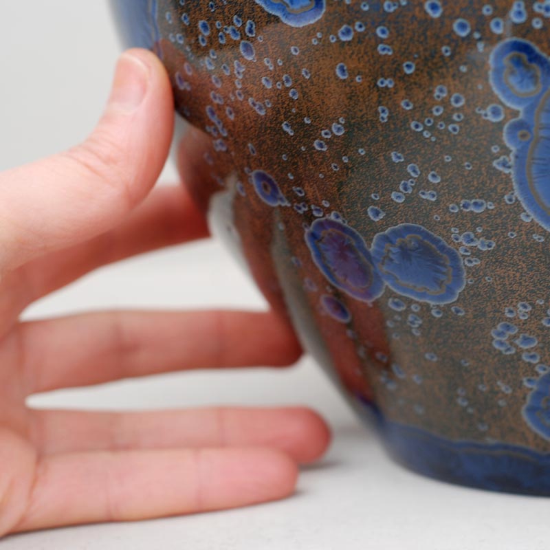 Sodalite Cremation Urn for Ashes - Adult Close up with Hand