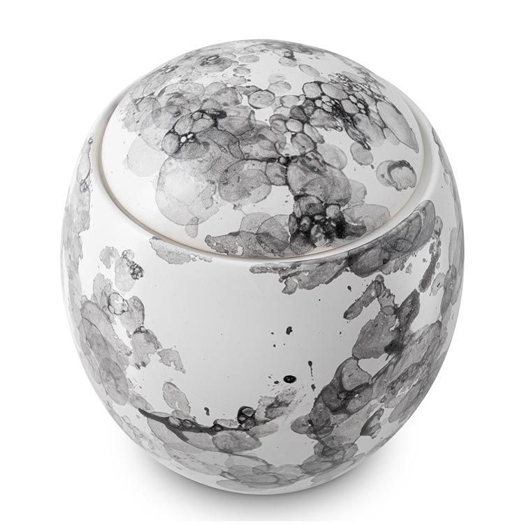 Splash Modern Cremation Urn for Ashes White Top View