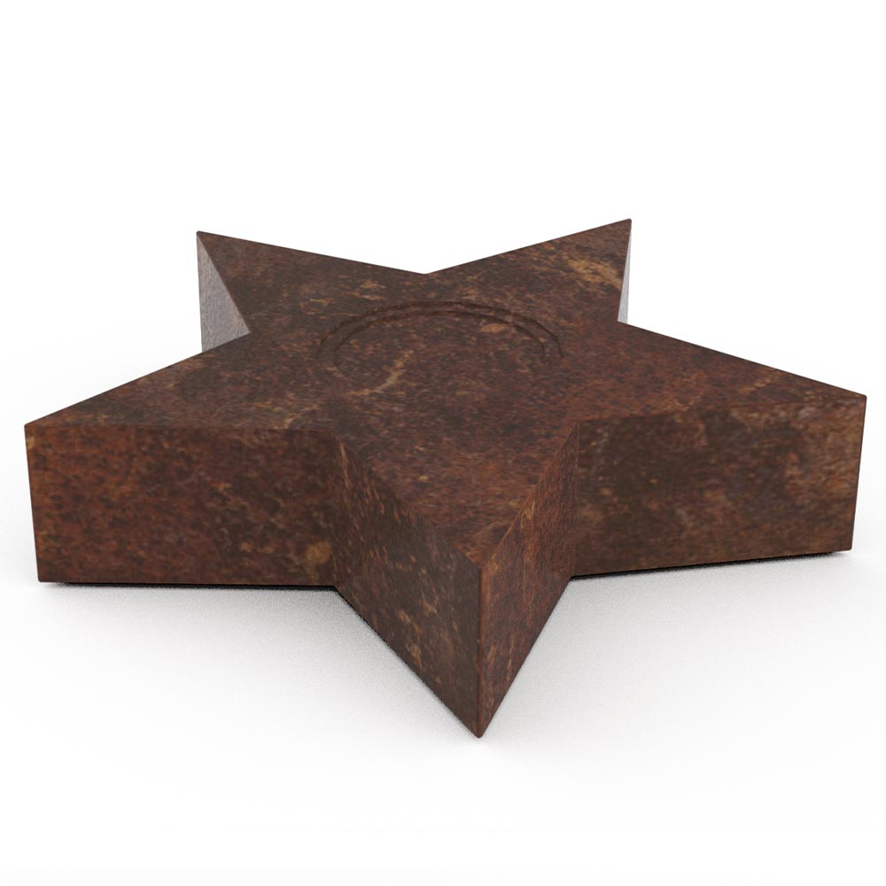 Star Cremation Urn for Ashes Adult in Brown Bronze Bottom View