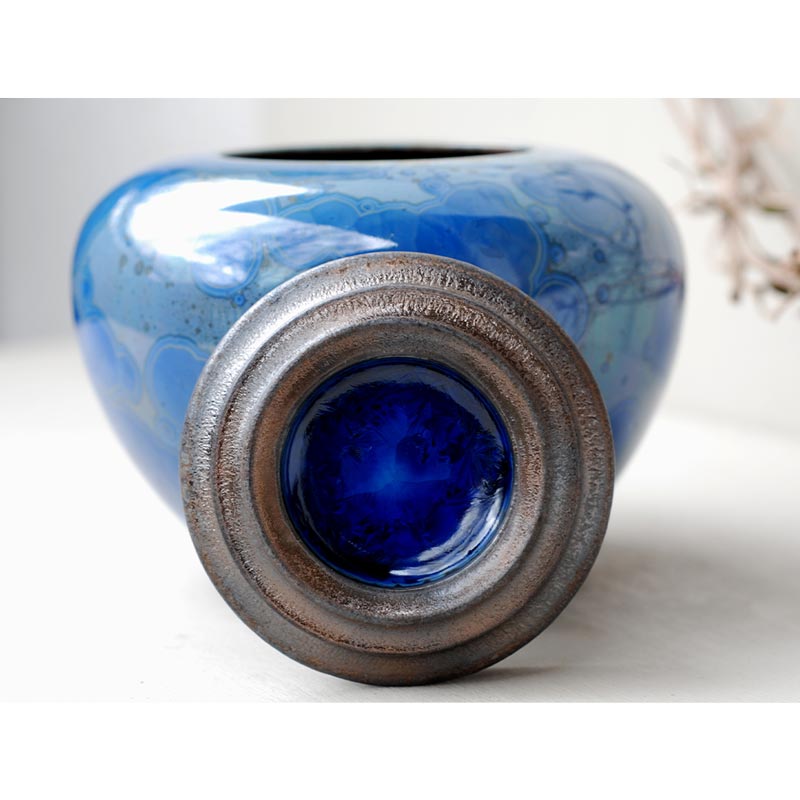 Tanzanite Cremation Urn for Pets Ashes Lid Off Rear View