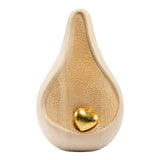 Teardrop Cremation Urn for Ashes Lime Wood in Gold