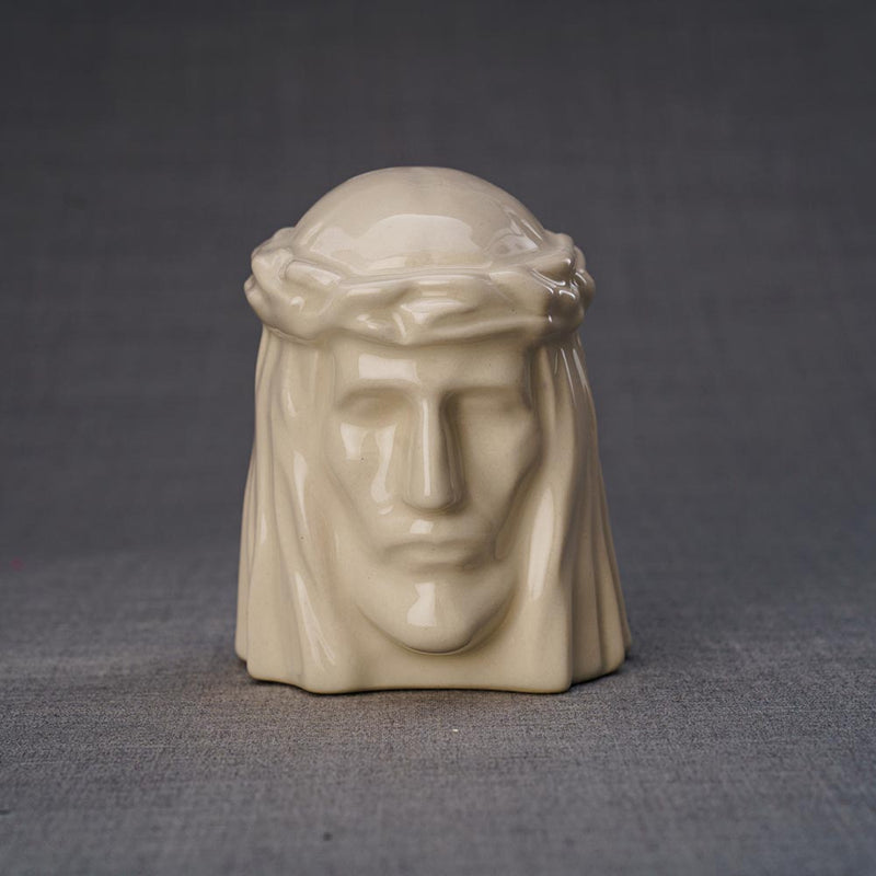 The Christ Ashes Keepsake Urn Cream Front View