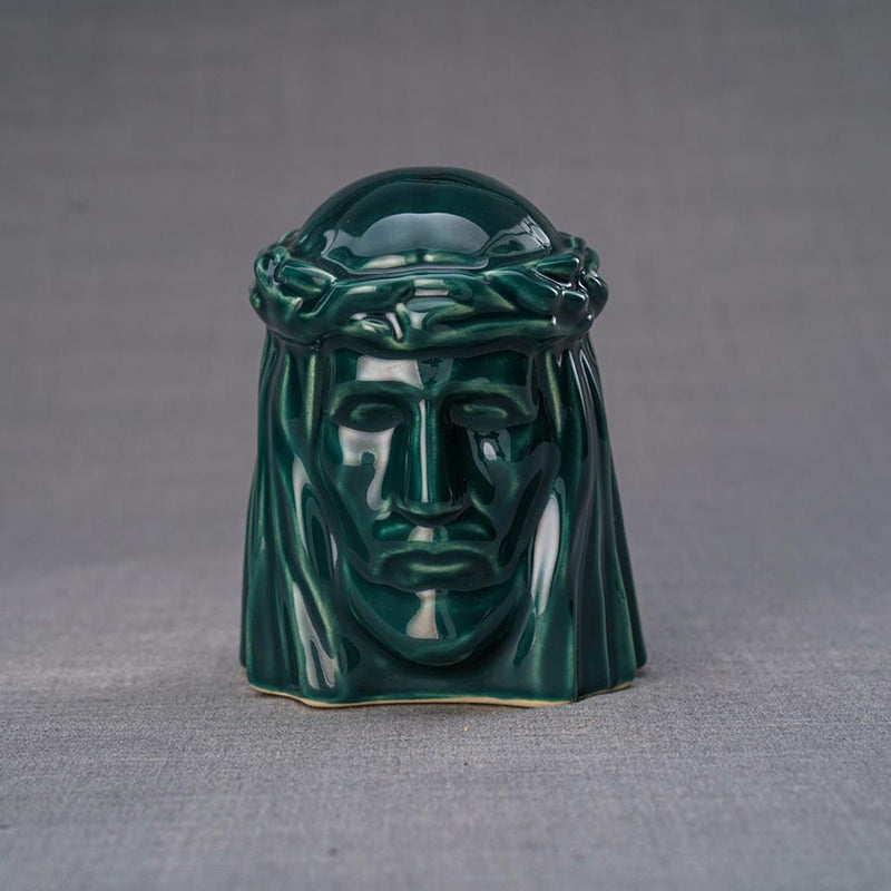 The Christ Ashes Keepsake Urn Green Front View