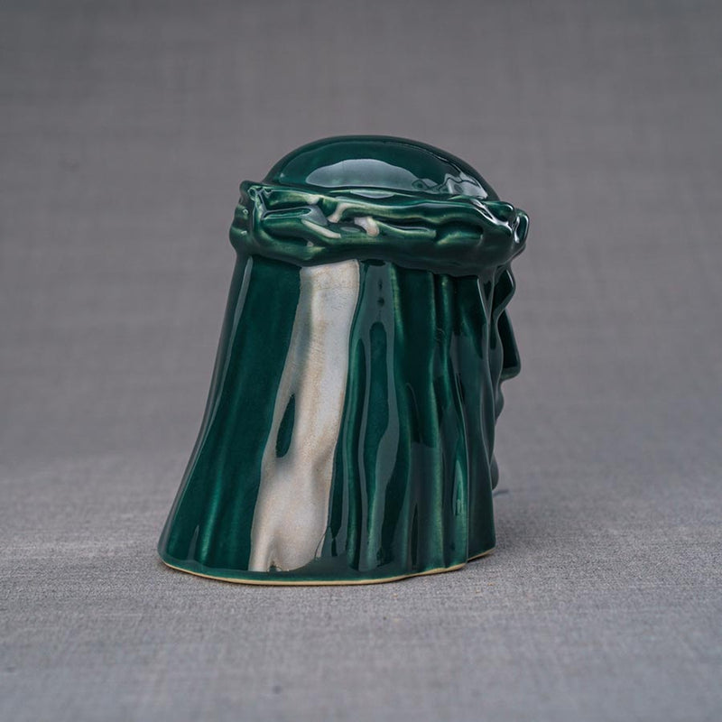 The Christ Ashes Keepsake Urn Green Side View