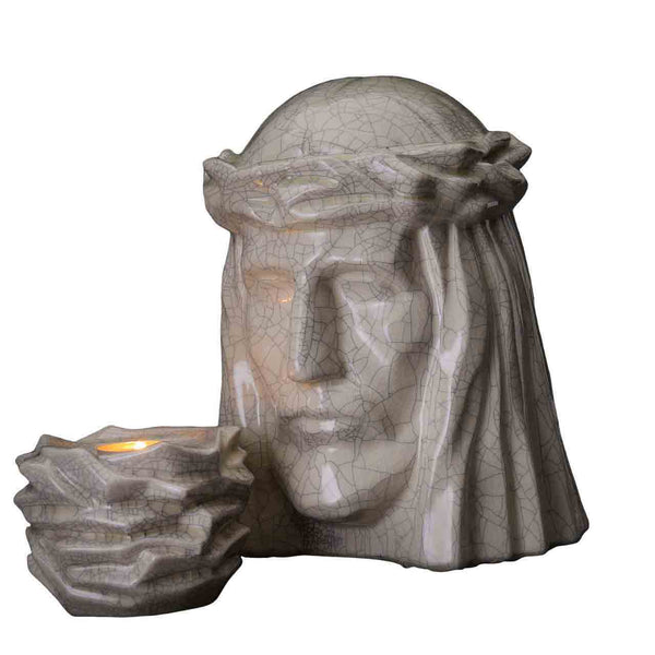 The Christ Cremation Urn and Keepsake Urn in Crackle Glaze