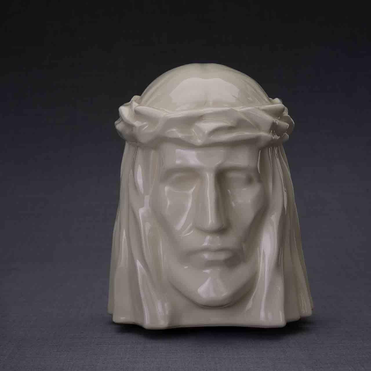 The Christ Cremation Urn for Ashes in Cream Dark Background