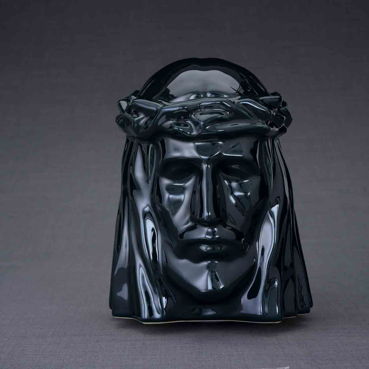 The Christ Cremation Urn for Ashes in Dark Green Dark Background