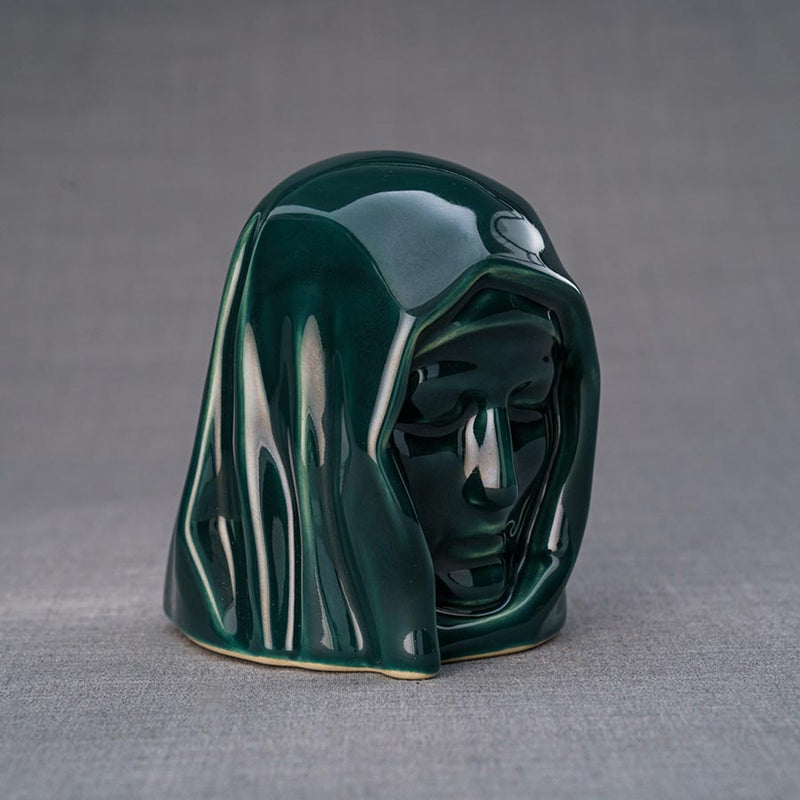 The Holy Mother Ashes Keepsake Urn Green Left View