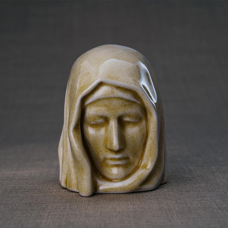The Holy Mother Ashes Keepsake Urn Light Sand Front View