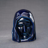 The Holy Mother Ashes Keepsake Urn Metallic Blue Front View