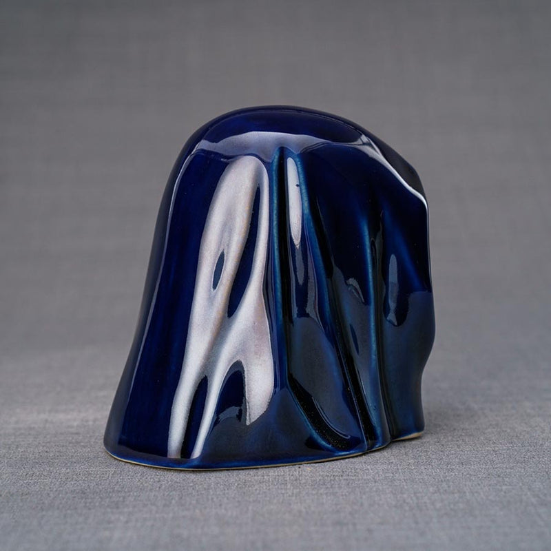 The Holy Mother Ashes Keepsake Urn Metallic Blue Rear View