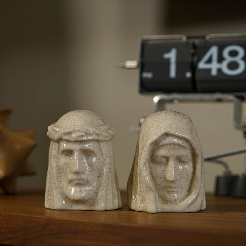The Holy Mother Ashes Keepsake Urn with The Christ Ashes Keepsake Crackle Glaze by Clock