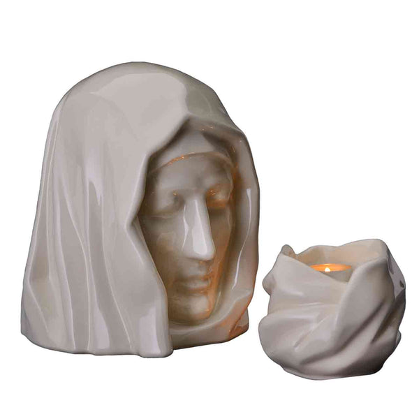 The Holy Mother Cremation Urn and Ashes Keepsake Urn in Cream