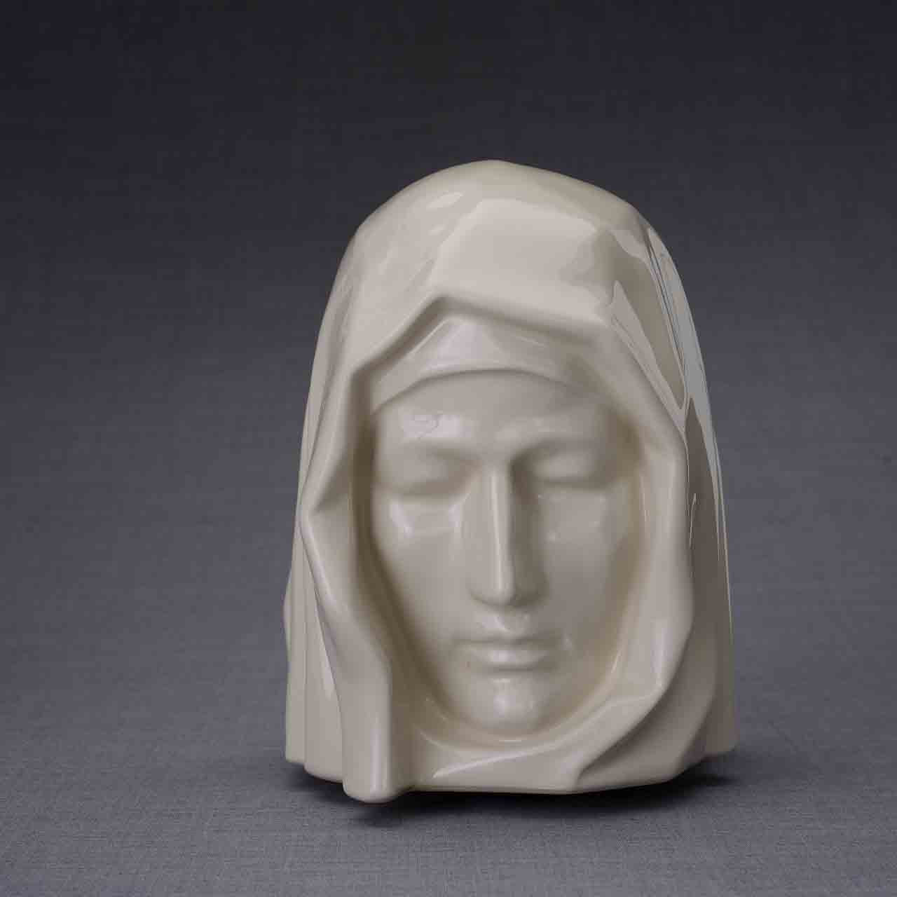 The Holy Mother Cremation Urn for Ashes in Cream Dark Background