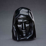 The Holy Mother Cremation Urn for Ashes in Glossy Black Dark Background