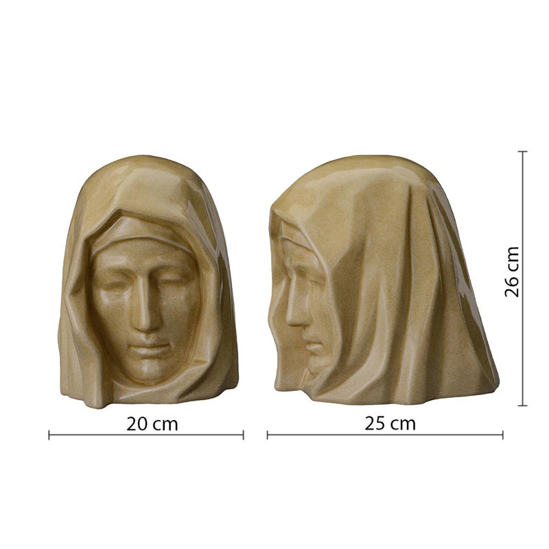 The Holy Mother Cremation Urn for Ashes in Light Sand Dimensions